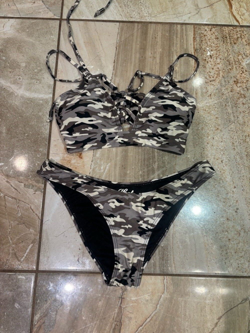 Heat swimwear  Camo Swim or Activewear Piece - Gray & Black